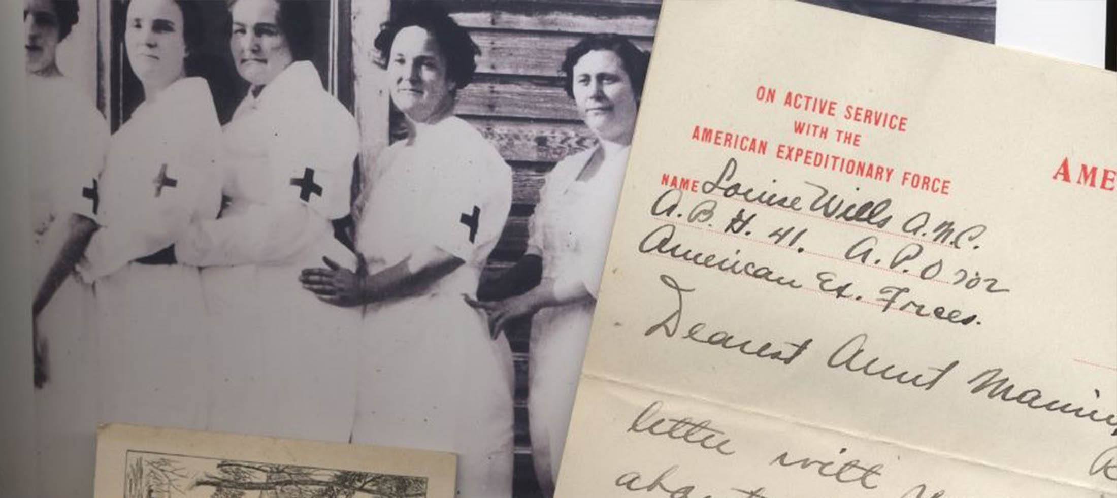 A montage of a WWI era nurse