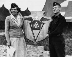 Captain Ruth Beery, chief nurse of the U.S. Army 8th Evacuation Hospital, World War II.	8th Evacuation Hospital Collection, MS-5, Historical Collections & Services, Claude Moore Health Sciences Library, University of Virginia.
	